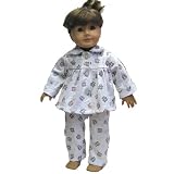 White Pajamas with Pink and Blue Teddy Bear Print. Fits 18" Dolls like American Girl®