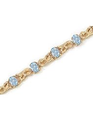 14K Yellow Gold Oval Aquamarine Bracelet
