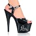 thumbnail: Pleaser Shoes Women's ADORE-709RE-2, 6 1/2'' Stiletto Heel Ankle Strap Platform Sandal W/Rhinestone-Embedded Double Hearts Lettering. from Pleaser