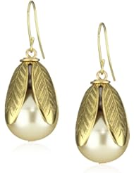 Lenora Dame "Romantic" Not Your Mothers Pearls Petal Bead Cap Earrings in Cream