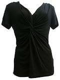 41rYdb7J4JL. SL160  Nicole Miller New York Womens Black Knotted V neck Short Sleeve Shirt Size Small