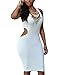 Cfanny Women's Cut Out Back Bodycon Dress Clubwear,White,Small
