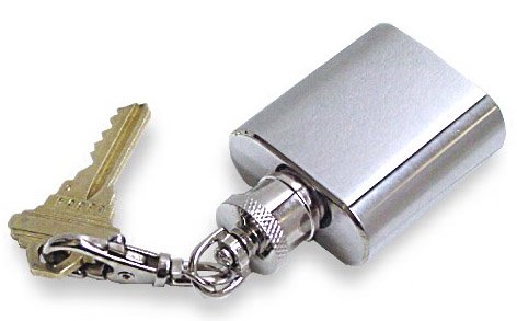 Stainless Steel 1oz Brushed and Polished Keychain Flask