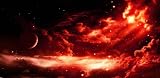 LARGE RED SPACE BOX CANVAS 42 X 20 INCHES READY TO HANG