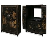 Black Canvas Crackled TV Armoire
