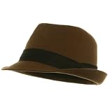 Black Band Cotton Fedora Hat - Camel