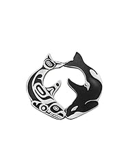 Sterling Silver Southern Resident TributeNorthwest Coast Native American Necklace Pendant. Made in USA.