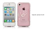 Crystal Hand Pattern Door Stand Case- Iphone 4/4s Pink