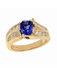 14K Yellow Gold Tanzanite and Diamond Ring -- LIFETIME WARRANTY