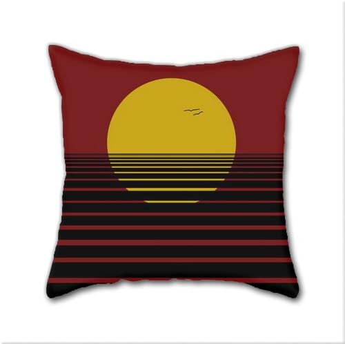 Natural cotton DIY Decorative Pillow Cases,Red Dawn Cotton Linen Square Throw Pillow Case ,Cover Size:18 x 18 Inch(45cm x 45cm)