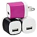 Wall Charger, OKRAY [3-Pack] 5V/1AMP 1-Port USB Wall Home Travel Charger Plug Power Adapter For iPhone 6/6 plus 5S 5 4S,Samsung Galaxy S6 S5 S4 S3,HTC One M8 M9,LG G2 G3,Blackberry,Motorola And More(Black White Rose Pink)
