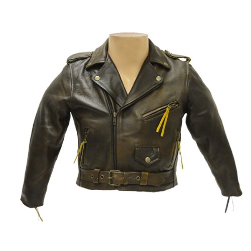 Kid's Brown Leather Jacket KJ742 2XL On Sale