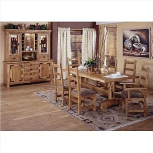 Lodge 100 7 Piece Trestle Dining Table Set in Lacquer