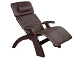 Human Touch Perfect Chair, Electric Base, with Folding Footrest ln Dark Walnut with a Chocolate Leather Cover