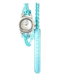 Aqua Blue Floating CZ Petite Adult Women, and Teen girls Bracelet Wrap Watch 6" to 7"