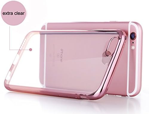 iPhone 6S Case,iPhone 6 Case,FEIKESI iphone 6/6S Clear Protective Case [One Piece] Plating Bumper Soft Flexible TPU Transparent Skin Case for iPhone 6/6S (4.7-inch)-Rose Gold