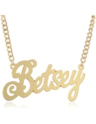 Betsey Johnson "Fabulous Flowers" Betsey Name Plate Necklace, 20"