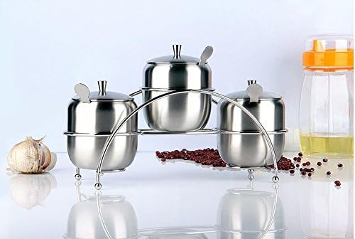 Lotus Stores Modern Stylish High Quality 304 Stainless Steel Seasoning Container(rack Set of 3)