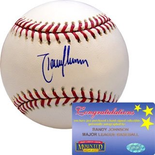 Randy Johnson Autographed/Hand Signed Baseball (Mounted Memories)