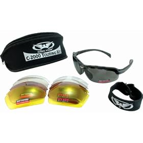 Shatterproof Cycling Glasses/Sunglasses Complete With Five Sets Of UV400 Interchangeable Lenses, Strap And Neoprene Storage Pouch