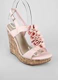 Ruffle Beaded Rhinestone Silk Wedge