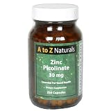A to Z Naturals Zinc Picolinate, 30 mg, Capsules, 250 capsules