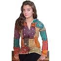 Cotton Knit Patchwork Jacket with Hood
