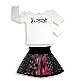 Rubbies - Girls Long Sleeve Skirt Set, White, Black