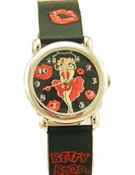 Dainty Betty Boop Womens Marilyn Style Watch with Black Leather Strap