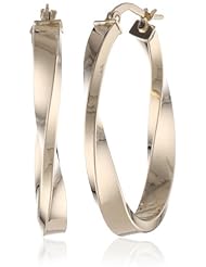 Duragold 14k Yellow Gold Polished Twisted Oval Hoop Earrings