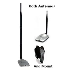 1000mW 1W 802.11b/g USB Wireless WiFi Adapter With Original Alfa Screw-On Swivel 9dBi Rubber Antenna and Window Mount *Strongest on the Market*