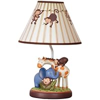 Kids Line Jungle 123 Lamp Base and Shade, Brown