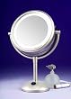 Lighted 5X to 1X Vanity Mirror in Satin Nickel