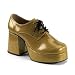 Mens Gold Glitter Platform Shoes Fancy Dress Size 7-8
