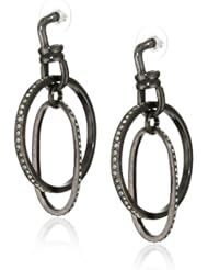 Paige Novick "Wyoming" Gunmetal and Pave Medium Circle in Oval Hoops