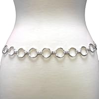 Simple Silver Circle Link Chain Hip Belt