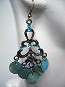 Saka's Natural Shell Bronze Toned Metal Earrings - Turquoise