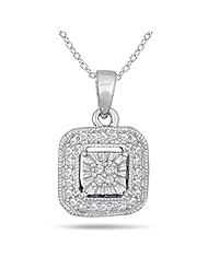Antique Styled Diamond Pendant in Solid .925 Sterling Silver