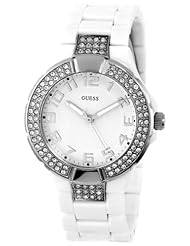 GUESS Womens U95198L1 Status-In-The-Round Crystal White Watch