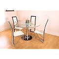 Round clear tempered glass design dining table with 4 chairs