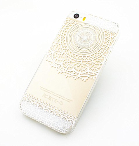 Clear Plastic Case Cover for Apple Iphone 5 5s 5c (Henna) Mandala Sun Lace Tribal Vintage (For iphone 5c)