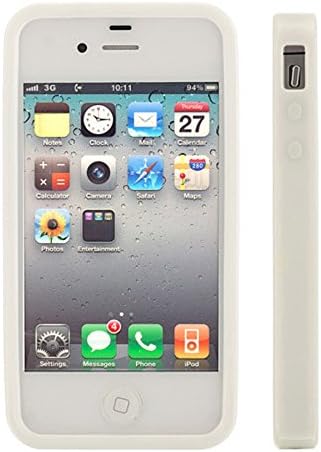 iPhone 4 case, iPhone 4S case, Moreyoulike Shock Resistant Glossy TPU Gel Soft Case with Hard Matte Clear Cover with Free Screen Protector (Bumper_White)