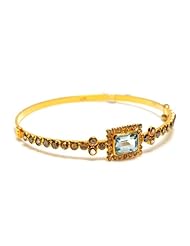 18kt Yellow Gold Diamond Pave Gemstone Bangle Bracelet Party Jewelry for New Year