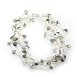 Elegant Fashion Stone 16 Necklace with Green Phantom & White Fresh Water Pearls