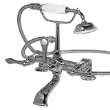 American Bath Factory F1-1112-CH-F9-9100-ML-CH F1-1112 Deck Mount Bathtub Faucet, Metal Lever Handle