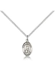 .925 Sterling Silver Saint St. Peregrine Laziosi Medal Pendant 1/2 x 1/4 Inches Cancer/Running Sores-9088- Comes with a .925 Sterling Silver Lite Curb Chain Neckace And a Black velvet Box