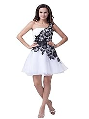 Strapless One Shoulder Chiffon Cocktail Short Open-Back  Dress