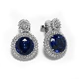 18K White Gold Tanzanite and Diamond Earrings