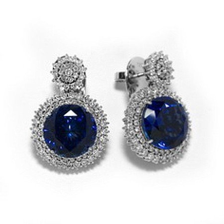 18K White Gold Tanzanite and Diamond Earrings
