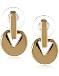 Roman Luxe Gold-Tone Tailored Door Knocker Drop Earrings
